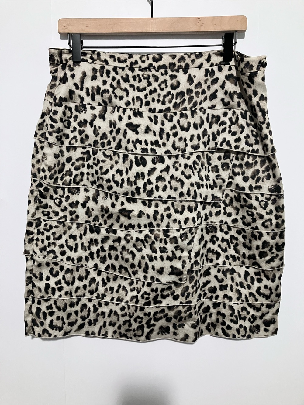 Sharon Young Leopard Print Tiered Mini Skirt - Black & tan SIze 10